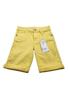 Guess Boys Shorts Size 6 Bright Yellow Cuffed Smart Organic Cotton NWT 30